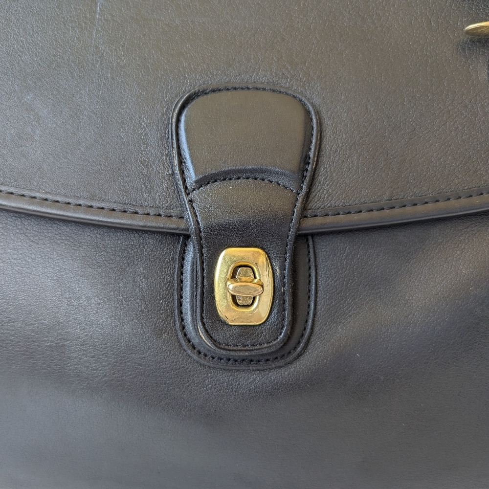 Coach  Vintage Lenox Black Leather Briefcase with Gold Accents - Picture 6 of 16